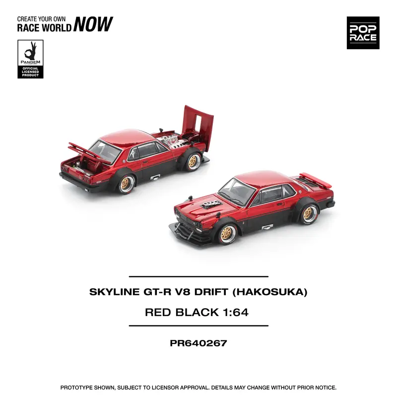 (Pre-Order) 1:64 Nissan Skyline Gt-R (Kpgc10) Hakosuka V8 --  Red/Black -- Pop Race 1