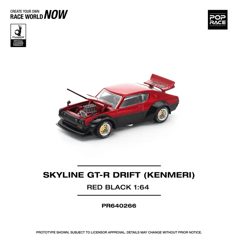 (Pre-Order) 1:64 Nissan Skyline Gt-R (Kpgc110) Kenmeri -- Red/Black -- Pop Race 1