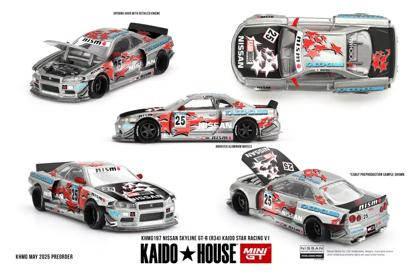 (Pre-Order) 1:64 Nissan Skyline Gt-R R34 Kaido V1 -- Star Racing -- Kaido House X Mini Gt Khmg197 1