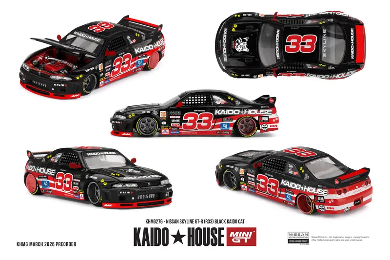 (Pre-Order) 1:64 Nissan Skyline Gtr (R33) Black Kaido Cat -- Kaido House X Mini Gt Khmg276 1