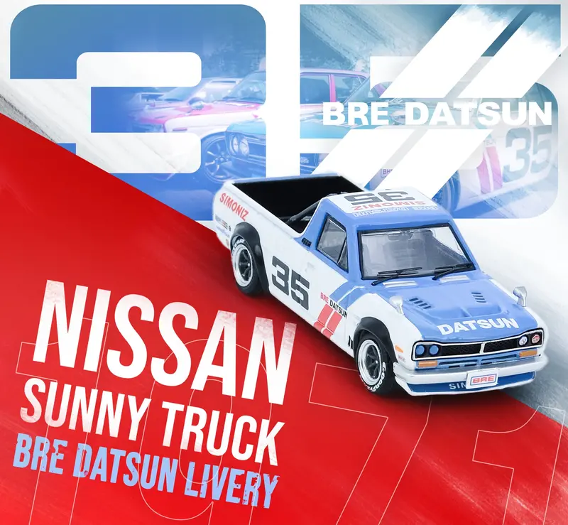 (Pre-Order) 1:64 Nissan Sunny "Hakotora" Pickup Truck -- #35 Bre Datsun -- Inno64 1