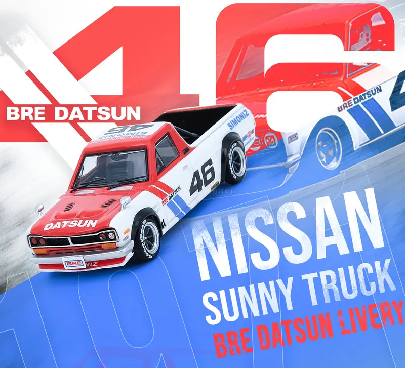 (Pre-Order) 1:64 Nissan Sunny "Hakotora" Pickup Truck -- #46 Bre Datsun -- Inno64 1