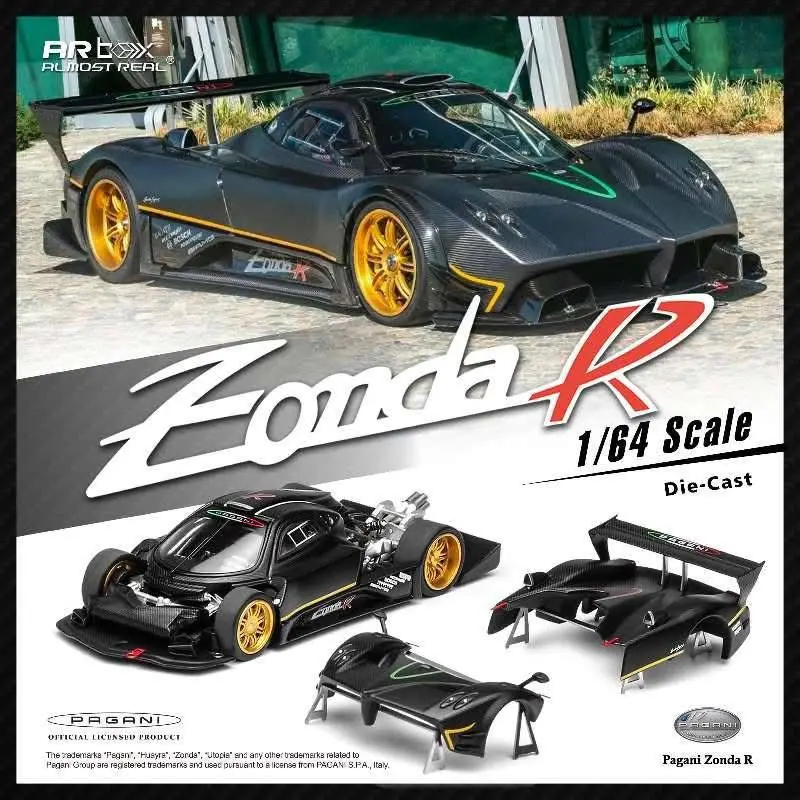 (Pre-Order) 1:64 Pagani Zonda R -- Carbon Fibre Black -- Motorhelix 1