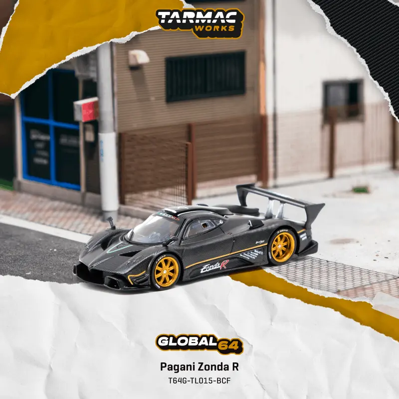 (Pre-Order) 1:64 Pagani Zonda R -- Matte Exposed Carbon Fiber -- Tarmac Works 1