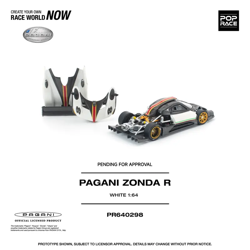 (Pre-Order) 1:64 Pagani Zonda R -- White -- Pop Race 2