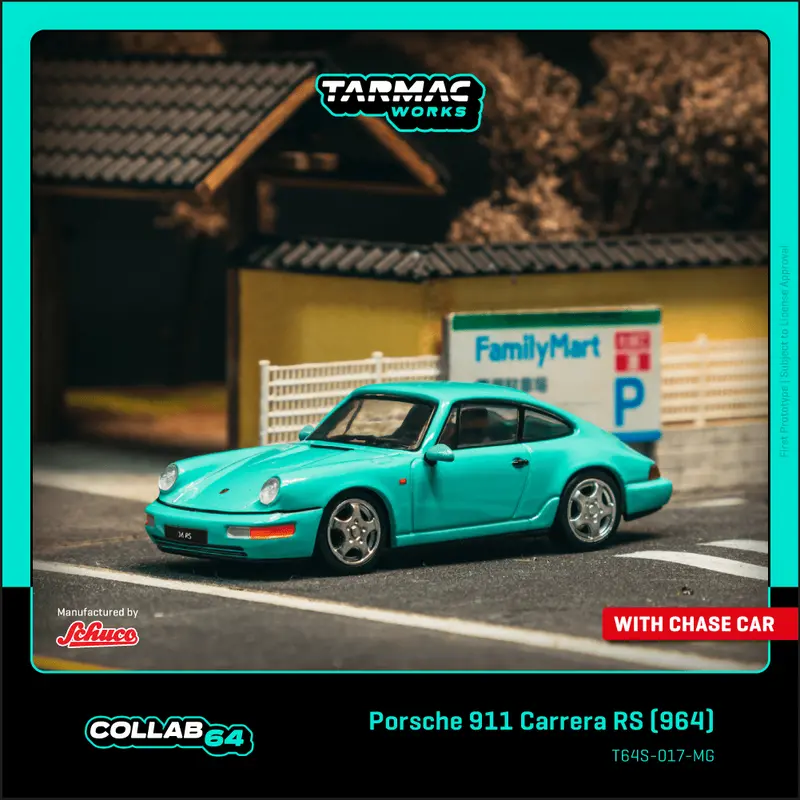 (Pre-Order) 1:64 Porsche 911 (964) Carrera Rs -- Mint Green -- Tarmac Works X Schuco 1