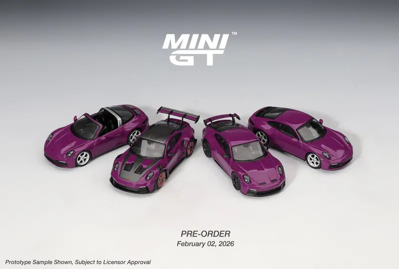 (Pre-Order) 1:64 Porsche 911 (992.1) Rubystone Red Set -- Mini Gt Mgts0021 1