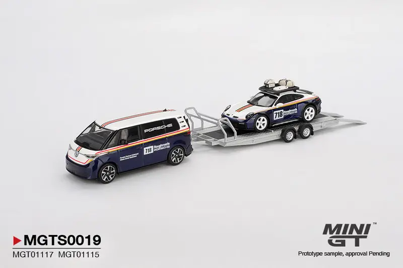 (Pre-Order) 1:64 Porsche 911 Dakar #718 Roughroads / Volkswagen Id Set -- Mini Gt Mgts0019 1