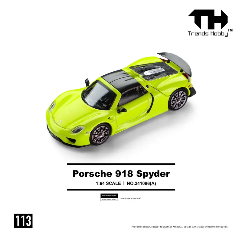 (Pre-Order) 1:64 Porsche 918 Spyder -- Acid Yellow -- Trends Hobby 1