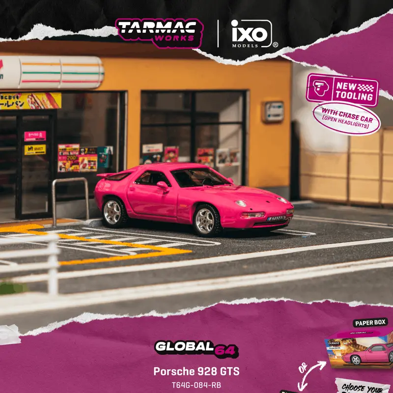 (Pre-Order) 1:64 Porsche 928 Gts -- Rubystone Red -- Tarmac Works X Ixo 1