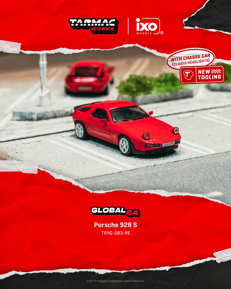 (Pre-Order) 1:64 Porsche 928 S -- Red -- Tarmac Works X Ixo 1