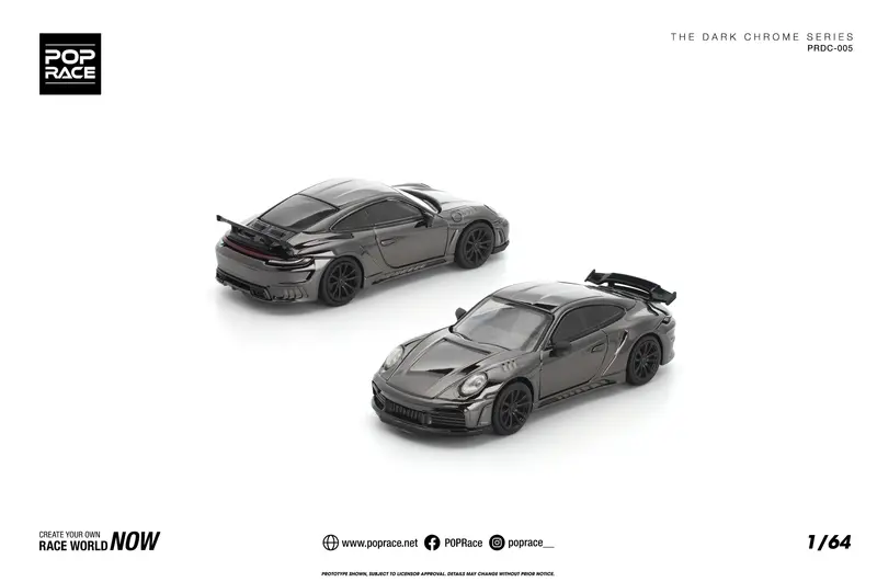 (Pre-Order) 1:64 Porsche 991 (992) Stinger Gtr -- Dark Chrome Series -- Pop Race 1