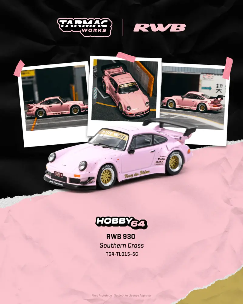 (Pre-Order) 1:64 Rwb 930 -- Pink "Socro" Southern Cross -- Tarmac Works 1