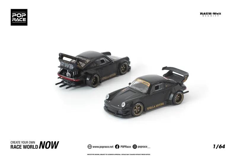 (Pre-Order) 1:64 Rwb 930 (Porsche 911) -- "Stella Artois" Matte Black -- Pop Race 1