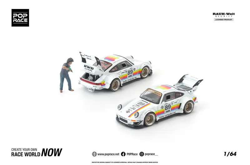 (Pre-Order) 1:64 Rwb 930 (Porsche 911) W/Figurine -- Apple Computers -- Pop Race 1