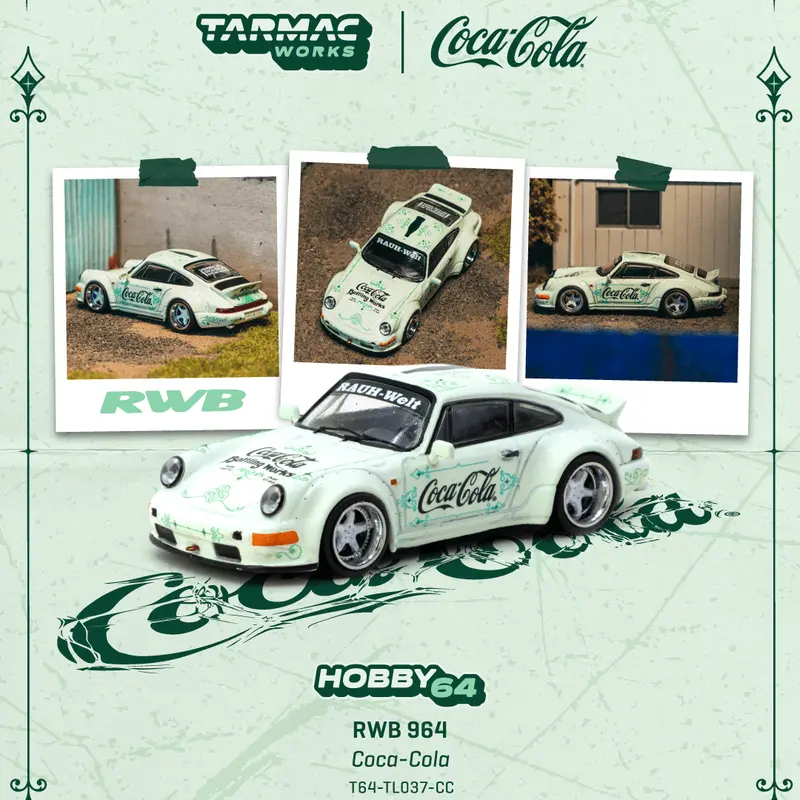 (Pre-Order) 1:64 Rwb 964 (Porsche 911) -- Coca-Cola Green -- Tarmac Works 1