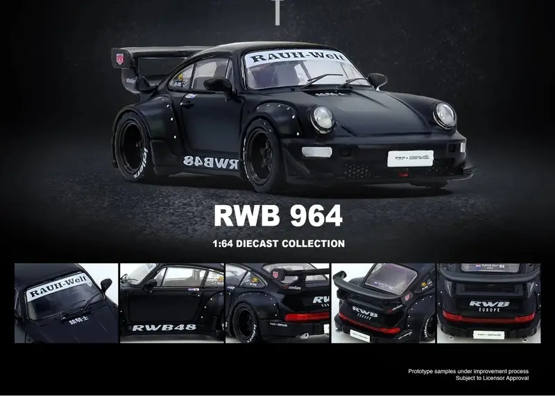 (Pre-Order) 1:64 Rwb 964 (Porsche 911) -- "Rwb48" Matte Black -- Inno64 1