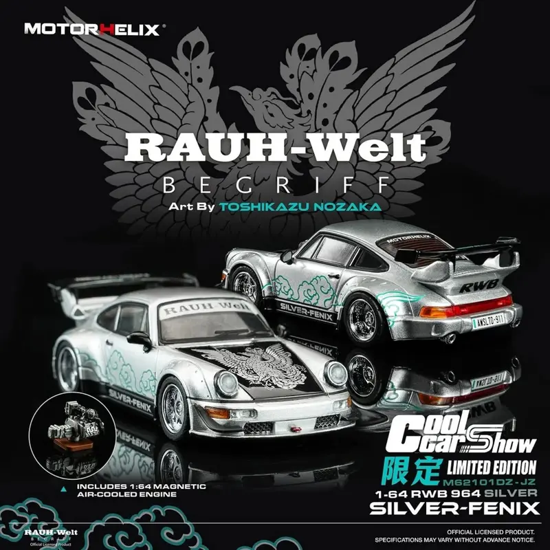 (Pre-Order) 1:64 Rwb 964 (Porsche 911) -- "Silver-Fenix" China Special Edition -- Motorhelix 1