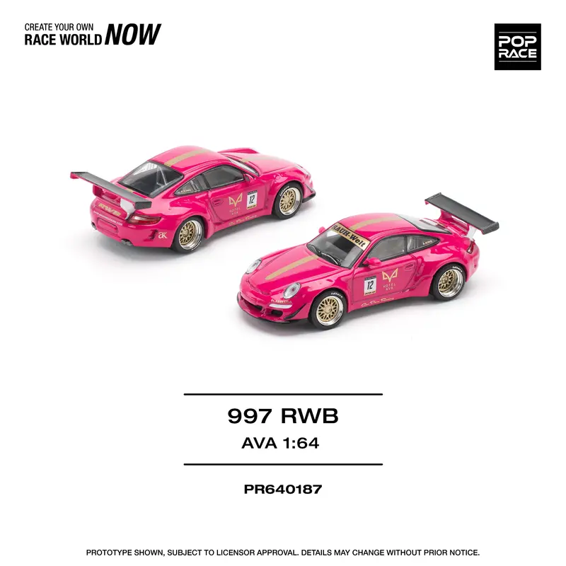 (Pre-Order) 1:64 Rwb 997 -- #12 "Ava" Pink -- Pop Race (Porsche 911) 1