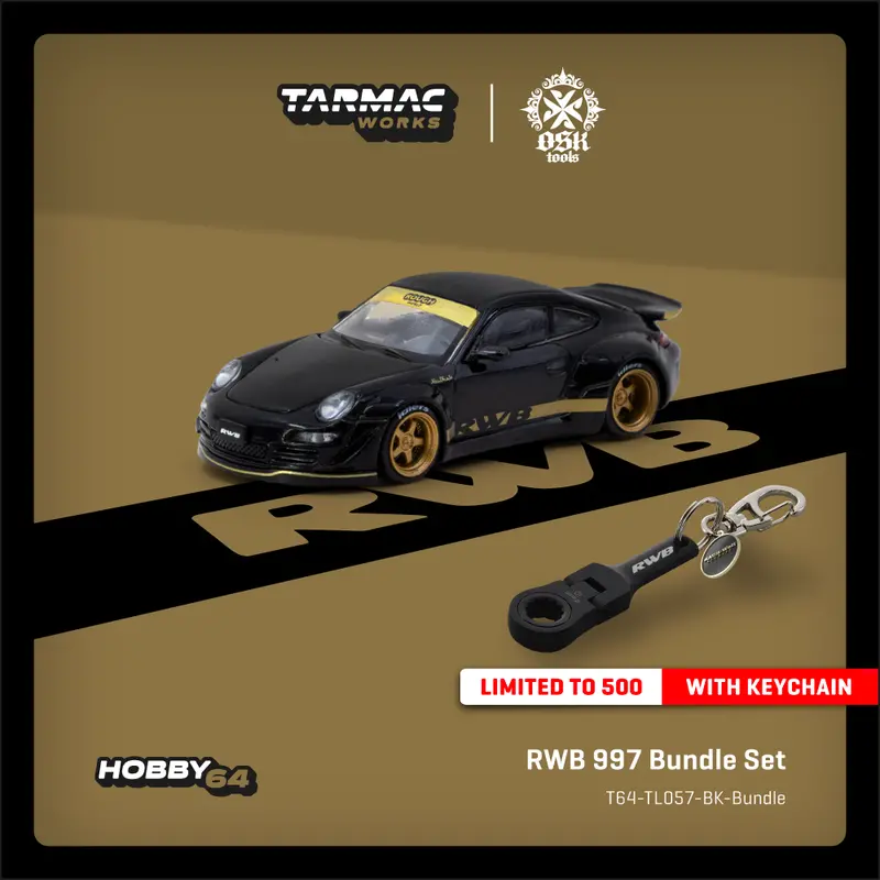 (Pre-Order) 1:64 Rwb 997 W/Wrench Keychain -- Black -- Tarmac Works X Osk 1