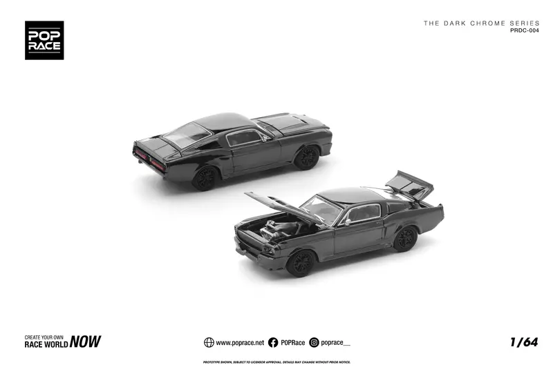 (Pre-Order) 1:64 Shelby Mustang Gt500 -- Dark Chrome Series -- Pop Race 1