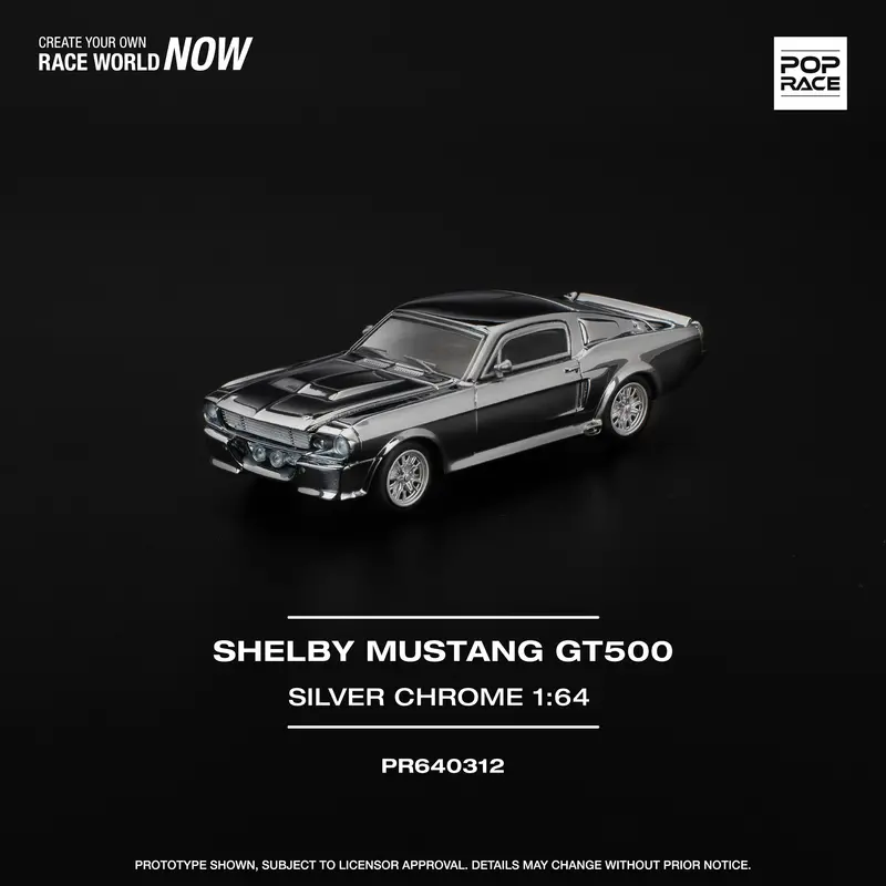 (Pre-Order) 1:64 Shelby Mustang Gt500 -- Silver Chrome -- Pop Race 1