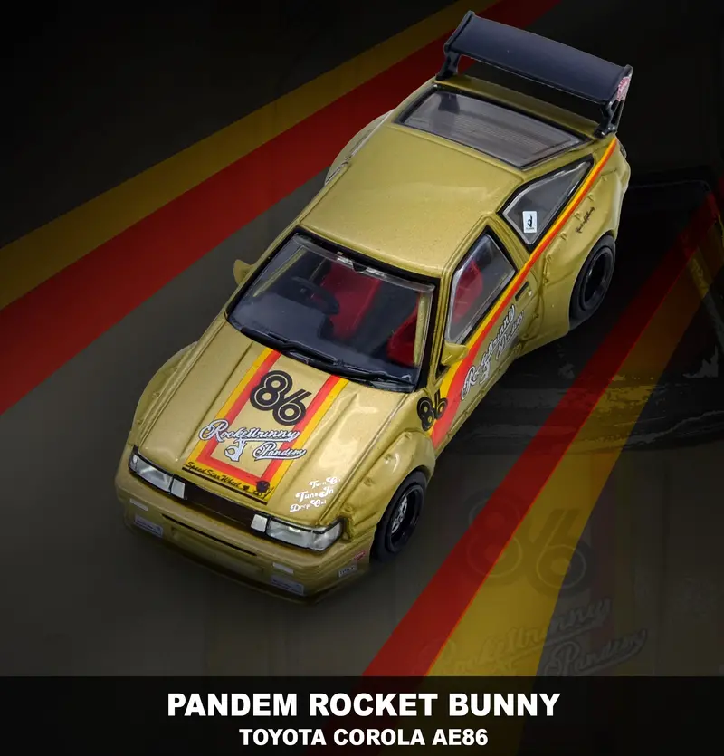 (Pre-Order) 1:64 Toyota Ae86 Levin Pandem Rocket Bunny -- #86 Gold -- Inno64 1