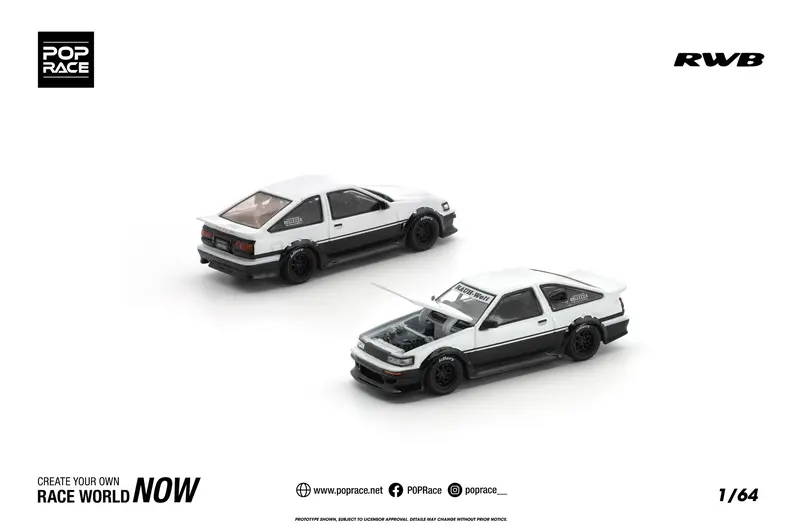 (Pre-Order) 1:64 Toyota Ae86 Rwb -- White/Black -- Pop Race 1