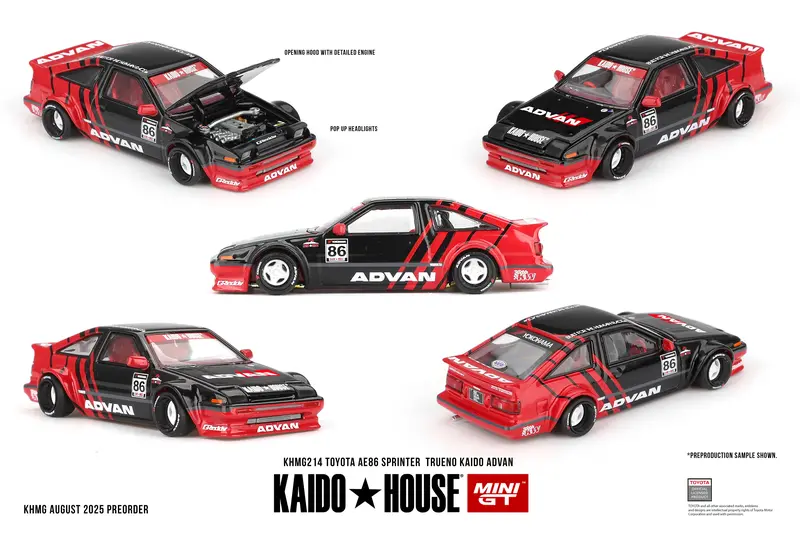 (Pre-Order) 1:64 Toyota Ae86 Sprinter Trueno - Advan -- Kaido House X Mini Gt Khmg214 1