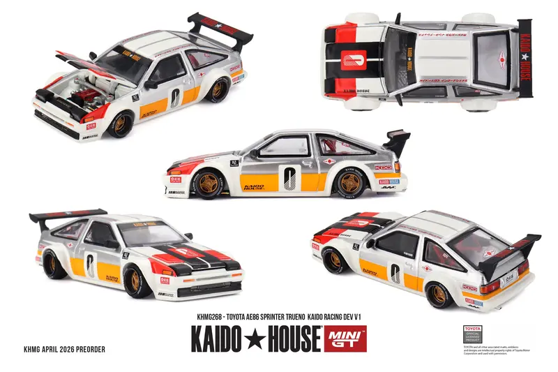 (Pre-Order) 1:64 Toyota Ae86 Sprinter Trueno - Kaido Racing Dev V1 -- Kaido House X Mini Gt Khmg268 1