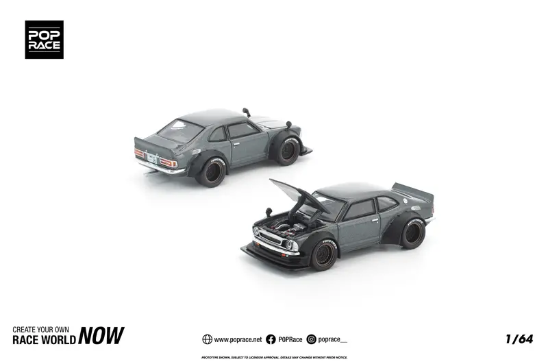 (Pre-Order) 1:64 Toyota Corolla Ke 25 Widebody -- Matte Grey -- Pop Race 1