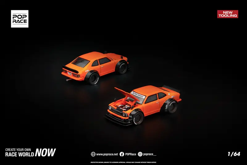 (Pre-Order) 1:64 Toyota Corolla Ke25 Retro Speed -- Orange -- Pop Race 1