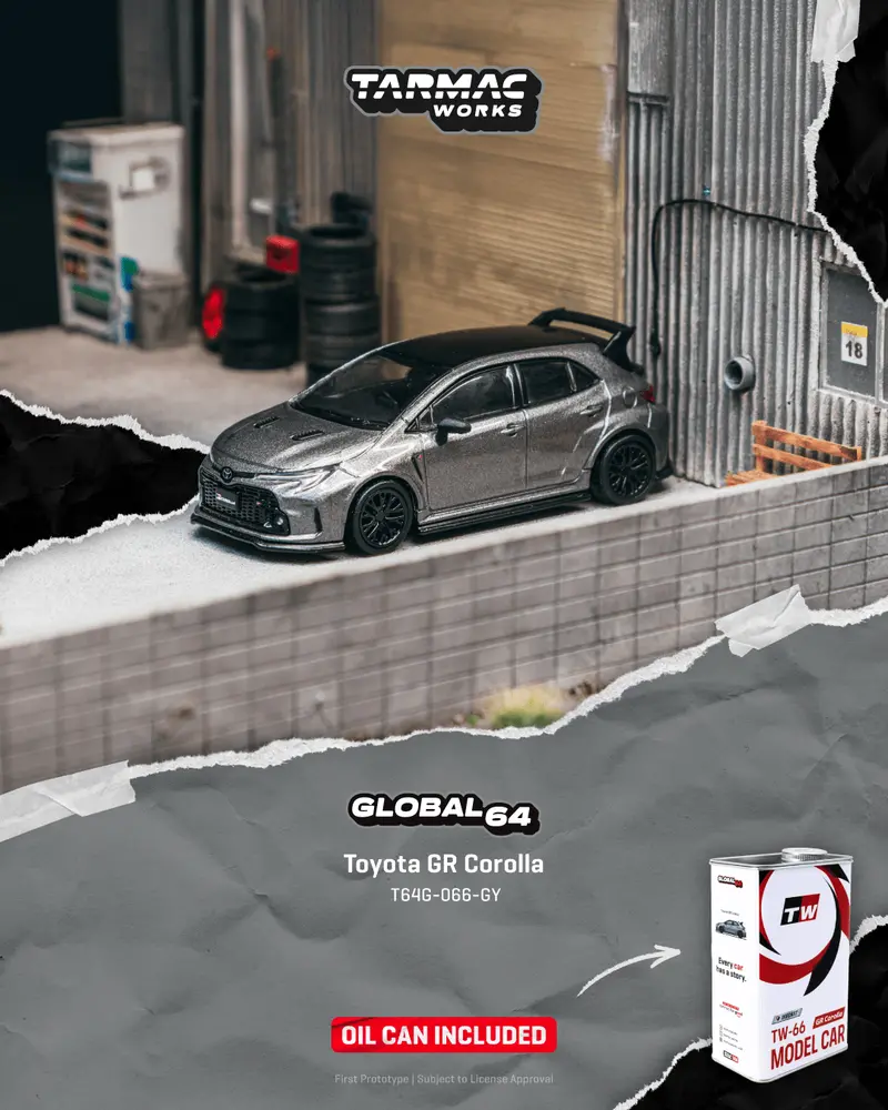 (Pre-Order) 1:64 Toyota Gr Corolla -- Grey -- Tarmac Works 1