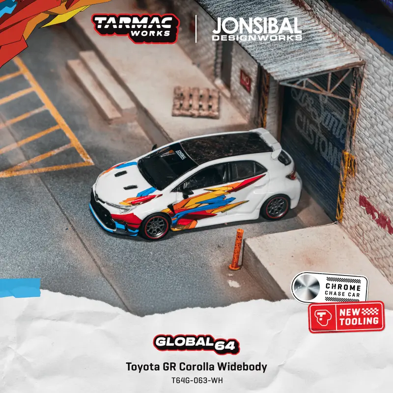 (Pre-Order) 1:64 Toyota Gr Corolla Widebody (Designed By Jon Sibal) -- White -- Tarmac Works 1