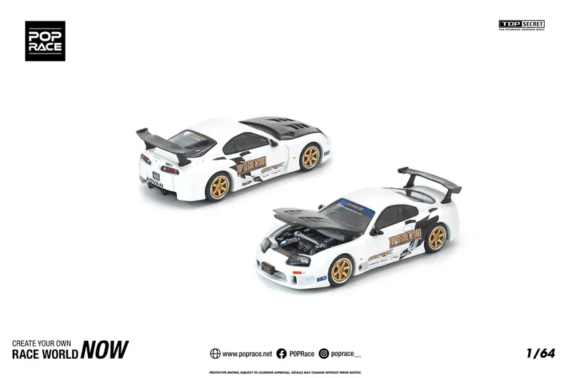 (Pre-Order) 1:64 Toyota Supra (A80) Top Secret Gt300 -- White -- Pop Race 1