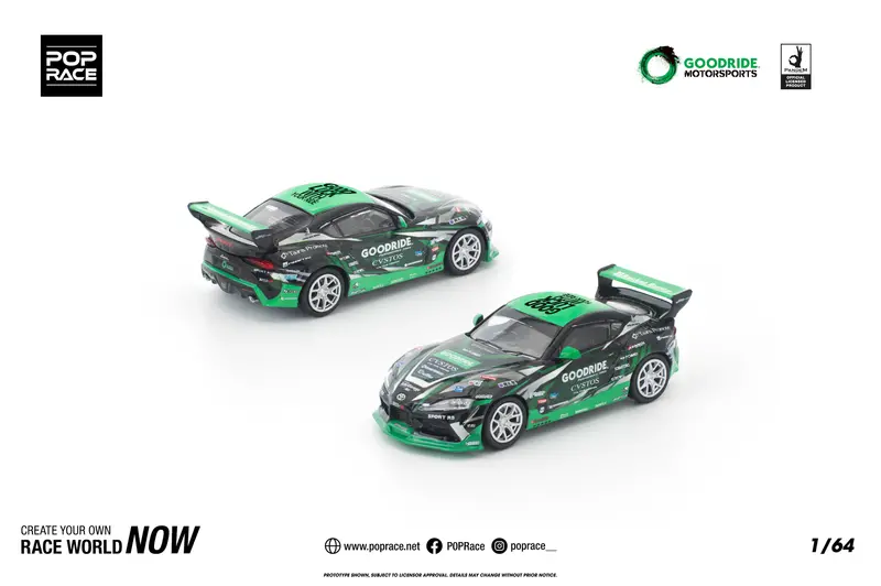 (Pre-Order) 1:64 Toyota Supra (A90) Pandem -- Goodride Green/Black -- Pop Race 1
