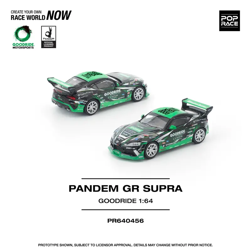(Pre-Order) 1:64 Toyota Supra (A90) Pandem -- Goodride Green/Black -- Pop Race 2