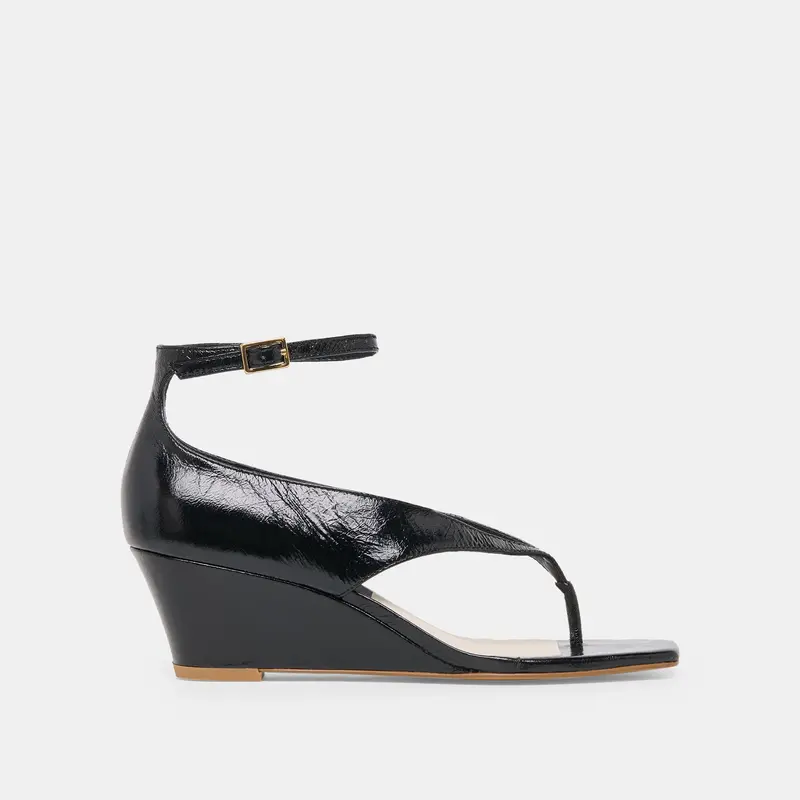Quinny Wedges Black Leather 1