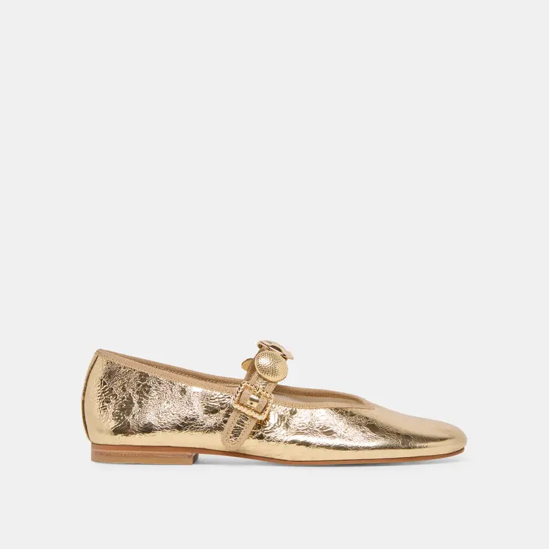 Relan Ballet Flats Gold Distressed Leather 1
