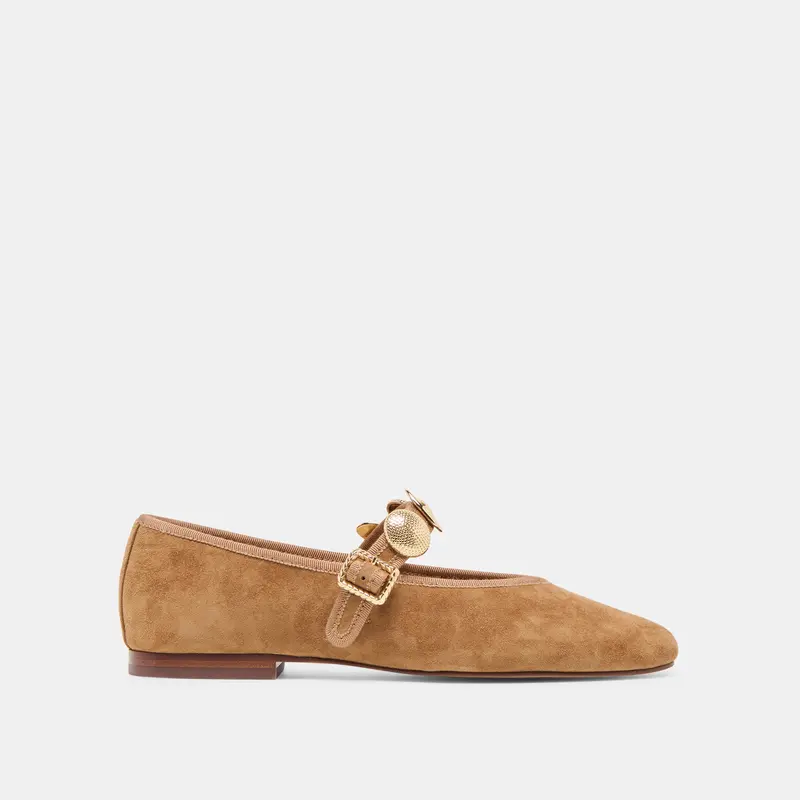 Relan Ballet Flats Lt Brown Suede 1