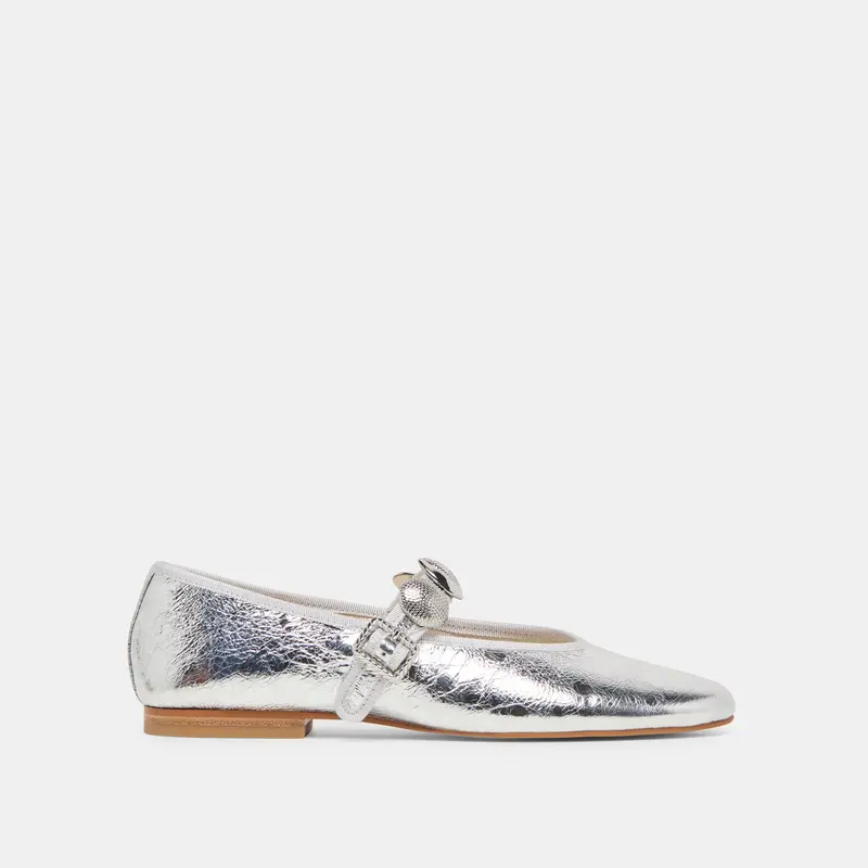 Relan Ballet Flats Silver Distressed Leather 1