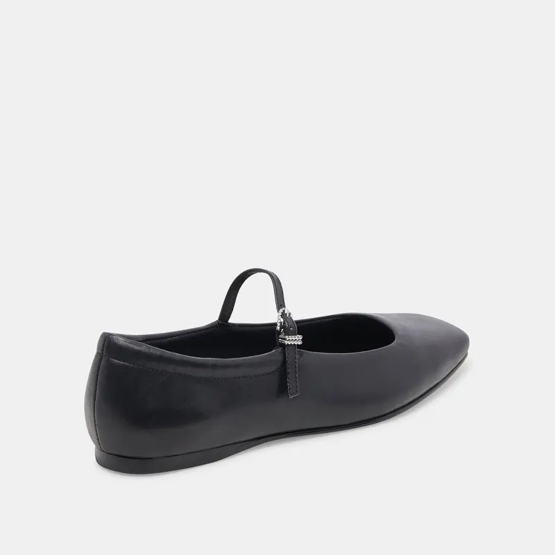Reyes Ballet Flats Black Leather 5
