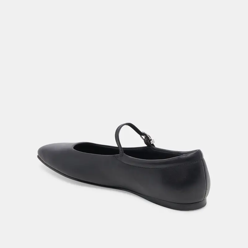 Reyes Ballet Flats Black Leather 9