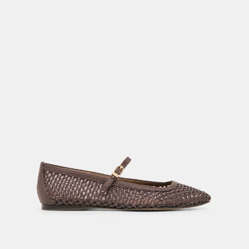 Reyes Ballet Flats Chocolate Woven Raffia 1