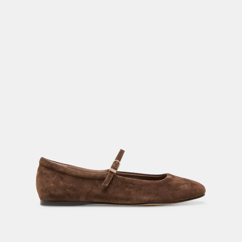 Reyes Ballet Flats Dk Brown Suede 1