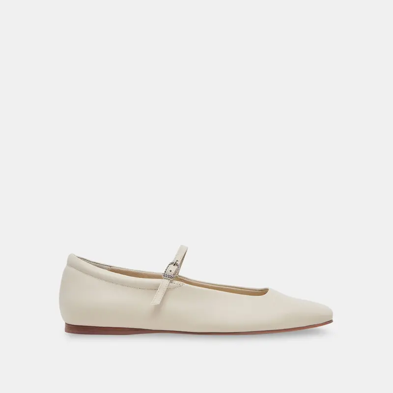 Reyes Ballet Flats Ivory Leather 1