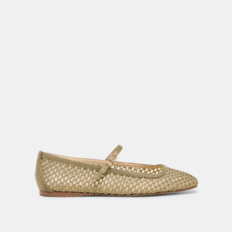 Reyes Ballet Flats Olive Woven Raffia 1