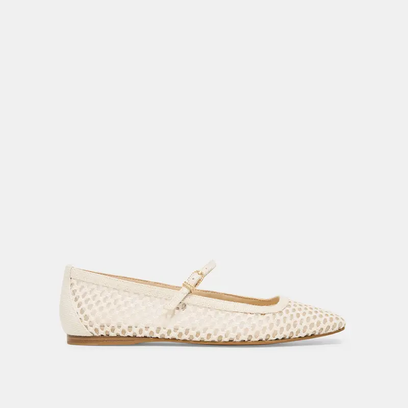 Reyes Ballet Flats White Woven Raffia 1