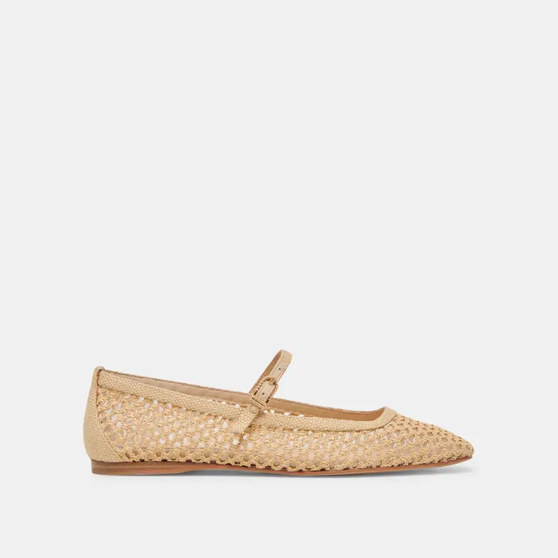 Reyes Wide Ballet Flats Lt Natural Woven Raffia 1
