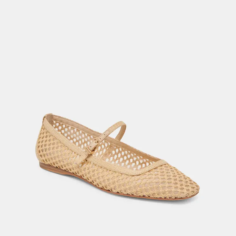 Reyes Wide Ballet Flats Lt Natural Woven Raffia 2